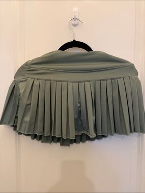Pleated Mini Skirt in Light Beige with Wide Waistband